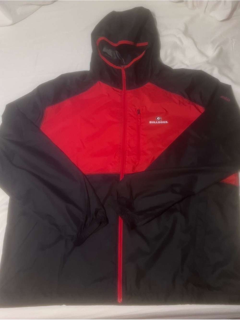 Columbia Men’s Black and Red Hooded Windbreaker Jacket